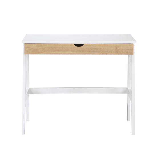 36" White and Natural Writing Desk