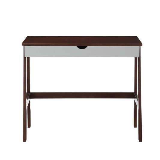 36" Brown and White Writing Desk