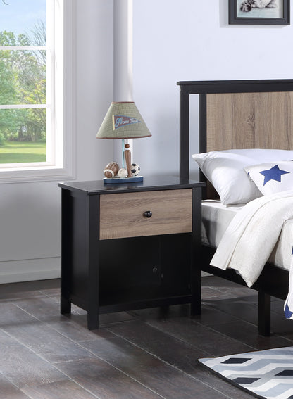 24" Black and Tan One Drawer Nightstand