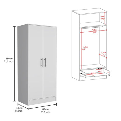 32" White Two Drawer Dresser