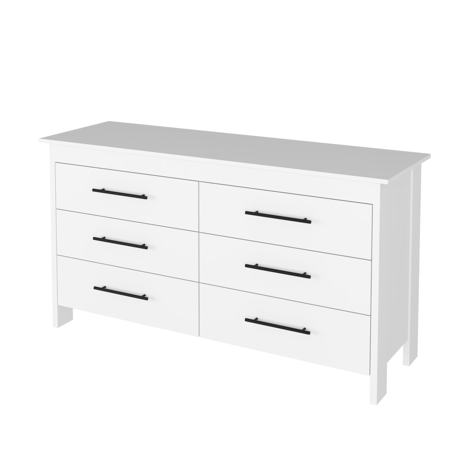 32" White Six Drawer Dresser