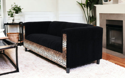 72" Black Velvet Sofa