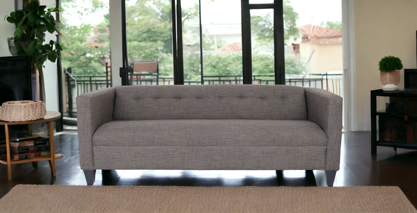 80" Charcoal Polyester And Dark Brown Sofa