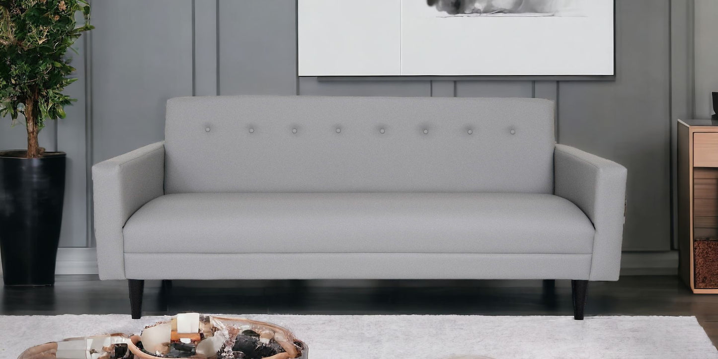 80" Gray Faux Leather And Black Sofa