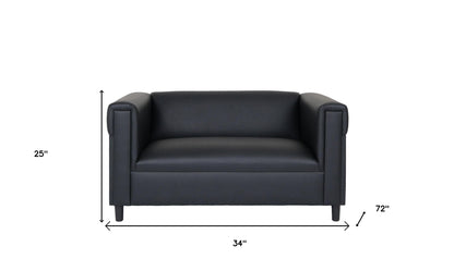 72" Black Faux leather Love Seat