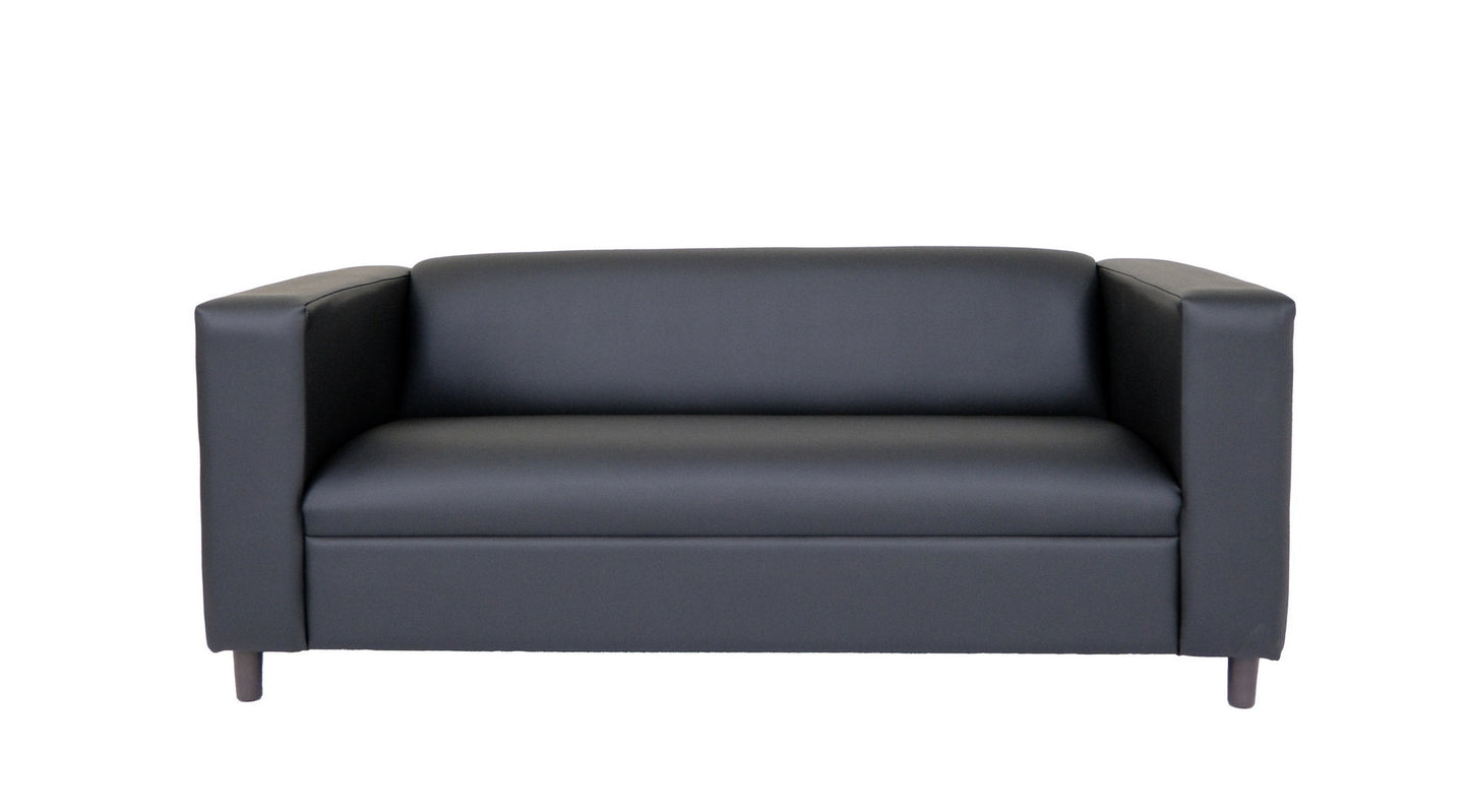 84" Black Faux Leather Sofa