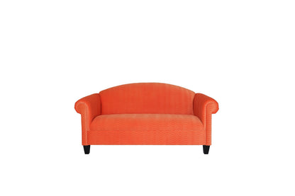84" Orange Velvet And Black Sofa