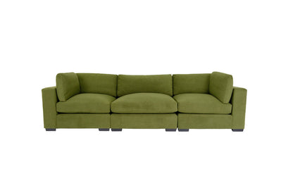 126" Moss Green Microfiber And Dark Brown Sofa