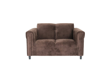 72" Dark Brown and Black Microsuede Love Seat