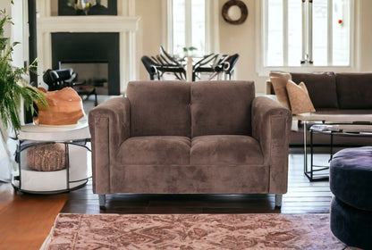 72" Dark Brown and Black Microsuede Love Seat