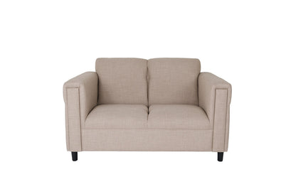 72" Deep Taupe and Black Polyester Blend Love Seat