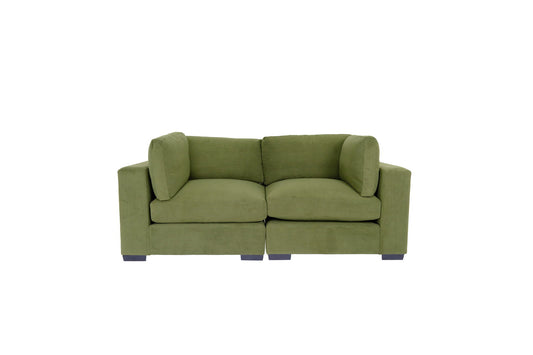 84" Forest Green and Dark Brown Love Seat
