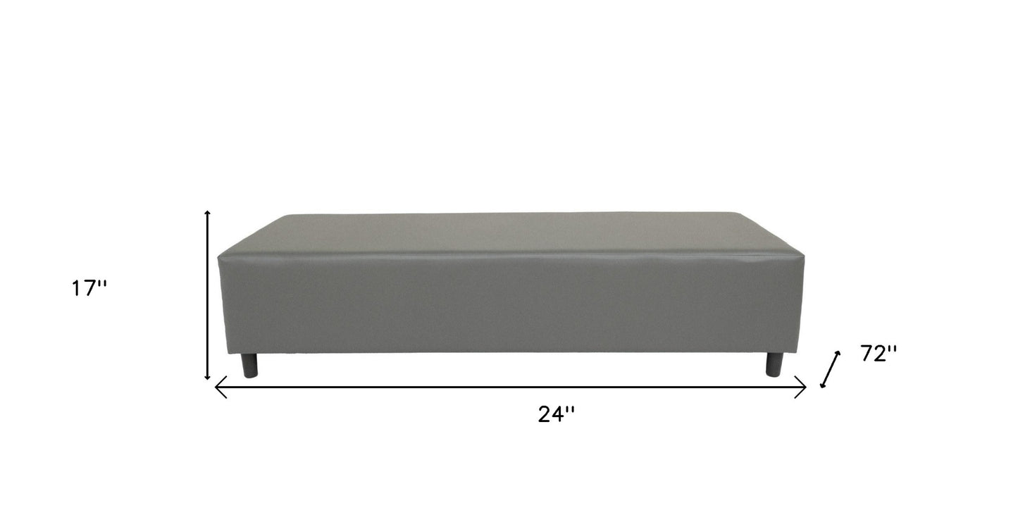 72" Gray and Black Upholstered Genuine Leather Bench