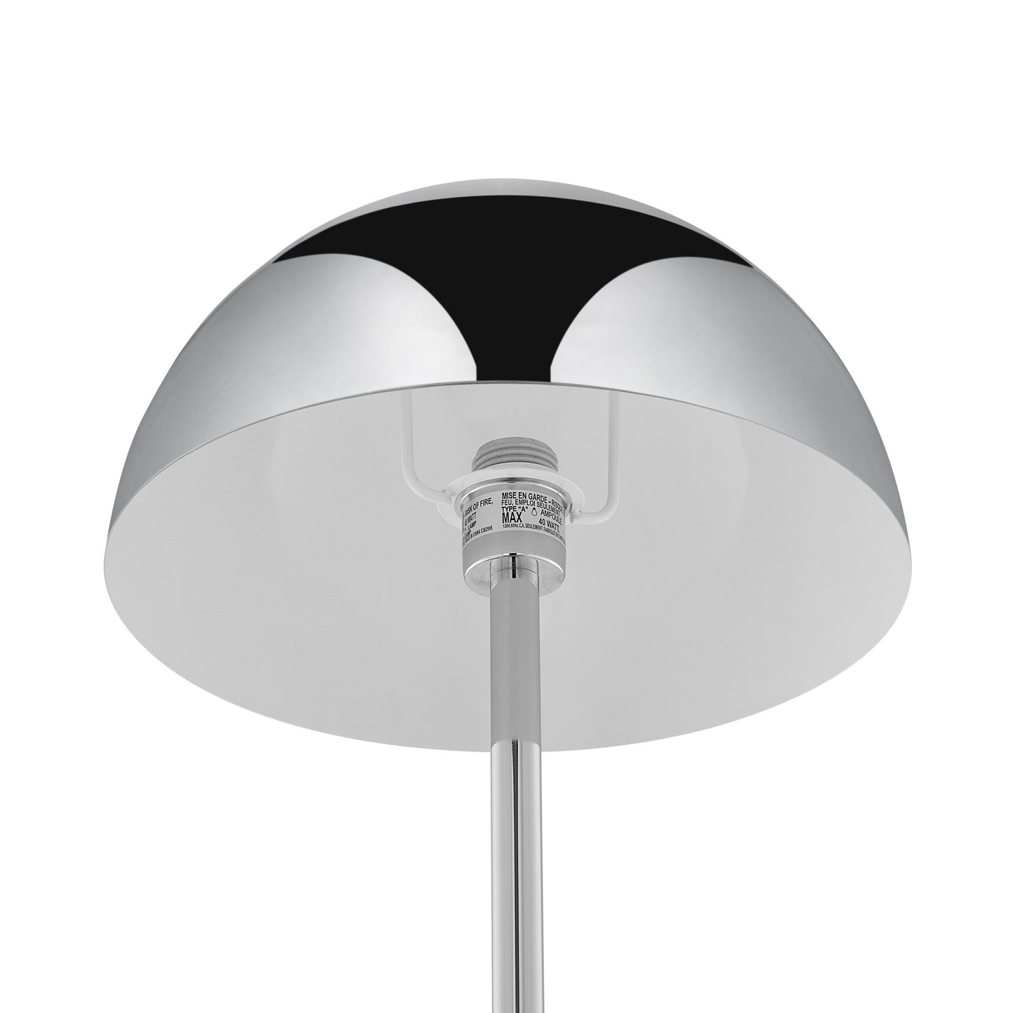 65" Chrome and White Floor Lamp With Silver Metallic Dome Shade