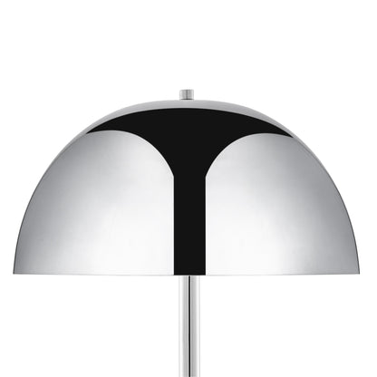 65" Chrome and White Floor Lamp With Silver Metallic Dome Shade