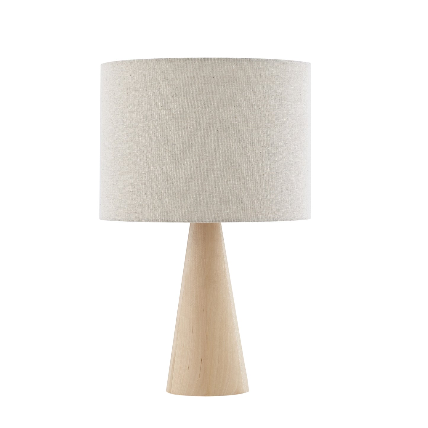 20" Beige Solid Wood USB Table Lamp With Beige Drum Shade
