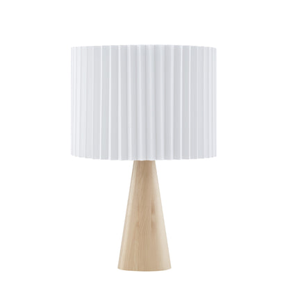 20" Beige Solid Wood USB Table Lamp With Beige Drum Shade