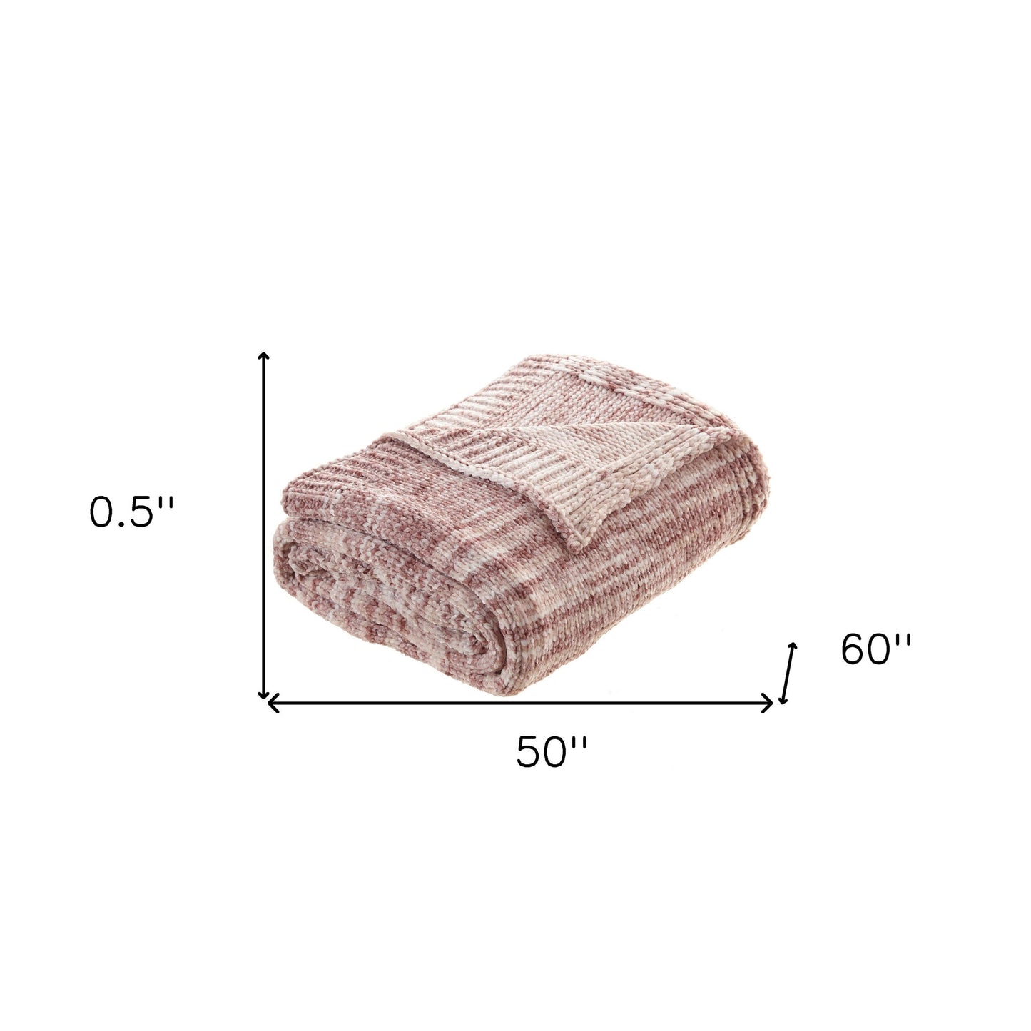 Blush Knitted Polyester Striped Throw Blanket