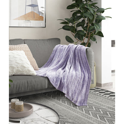 Blush Knitted Polyester Striped Throw Blanket