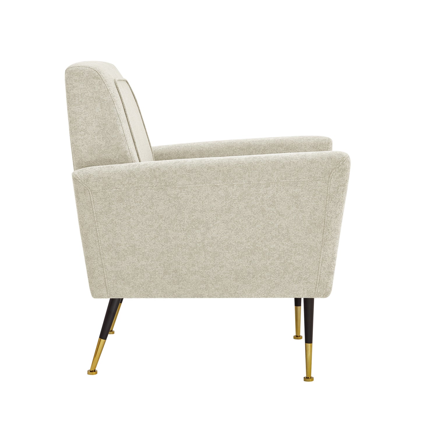 32" Beige And Gold Linen Arm Chair