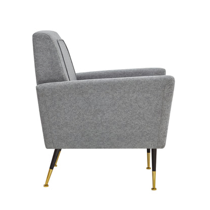32" Light Gray And Gold Linen Arm Chair