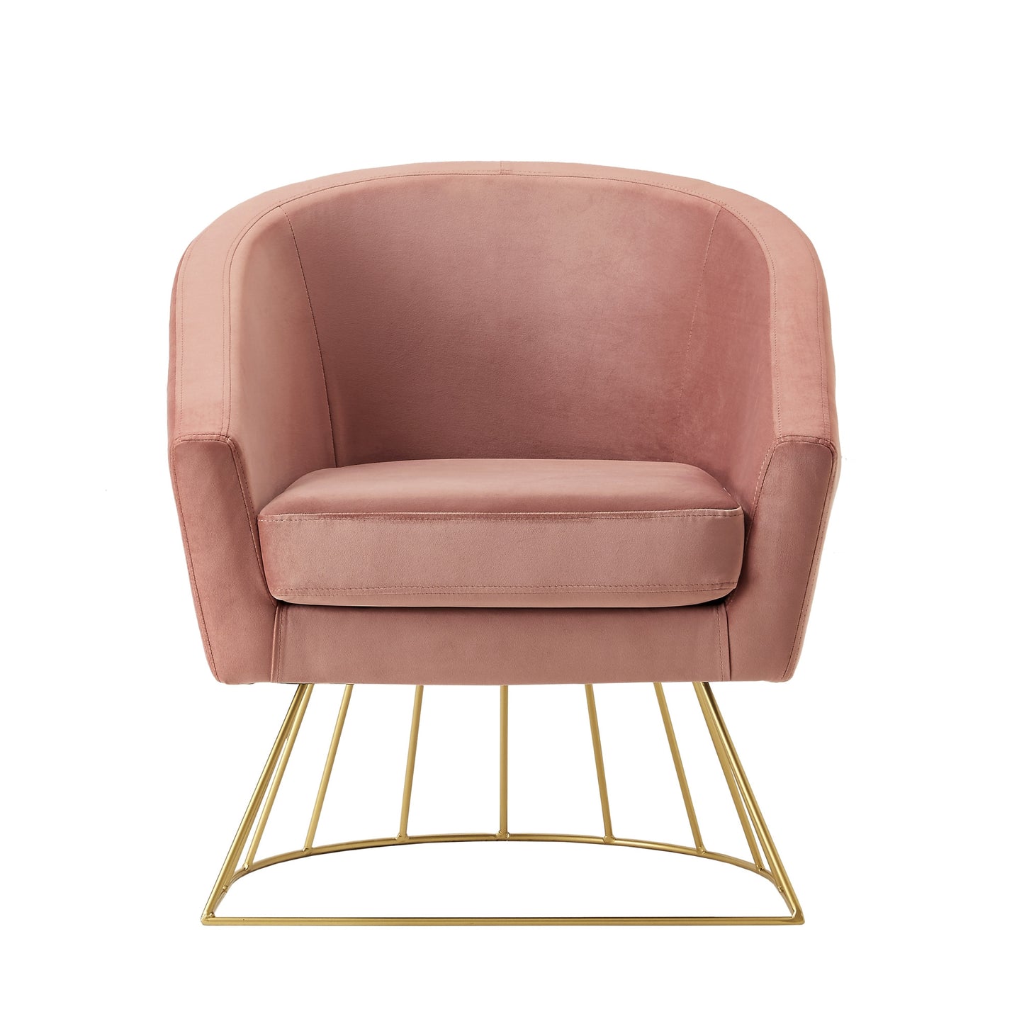 29" Blush And Gold Velvet Barrel Chair