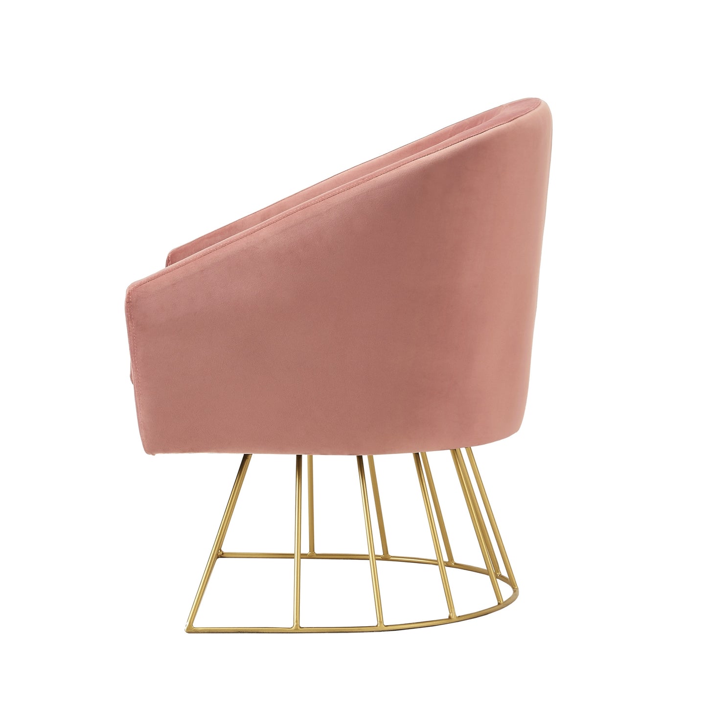 29" Blush And Gold Velvet Barrel Chair