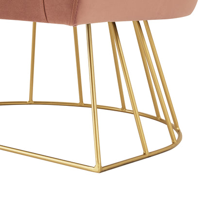 29" Blush And Gold Velvet Barrel Chair