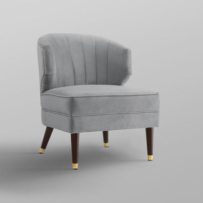 27" Gray And Gold Velvet Tufted Wingback Chair