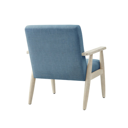 30" Light Blue And Cream Linen Arm Chair
