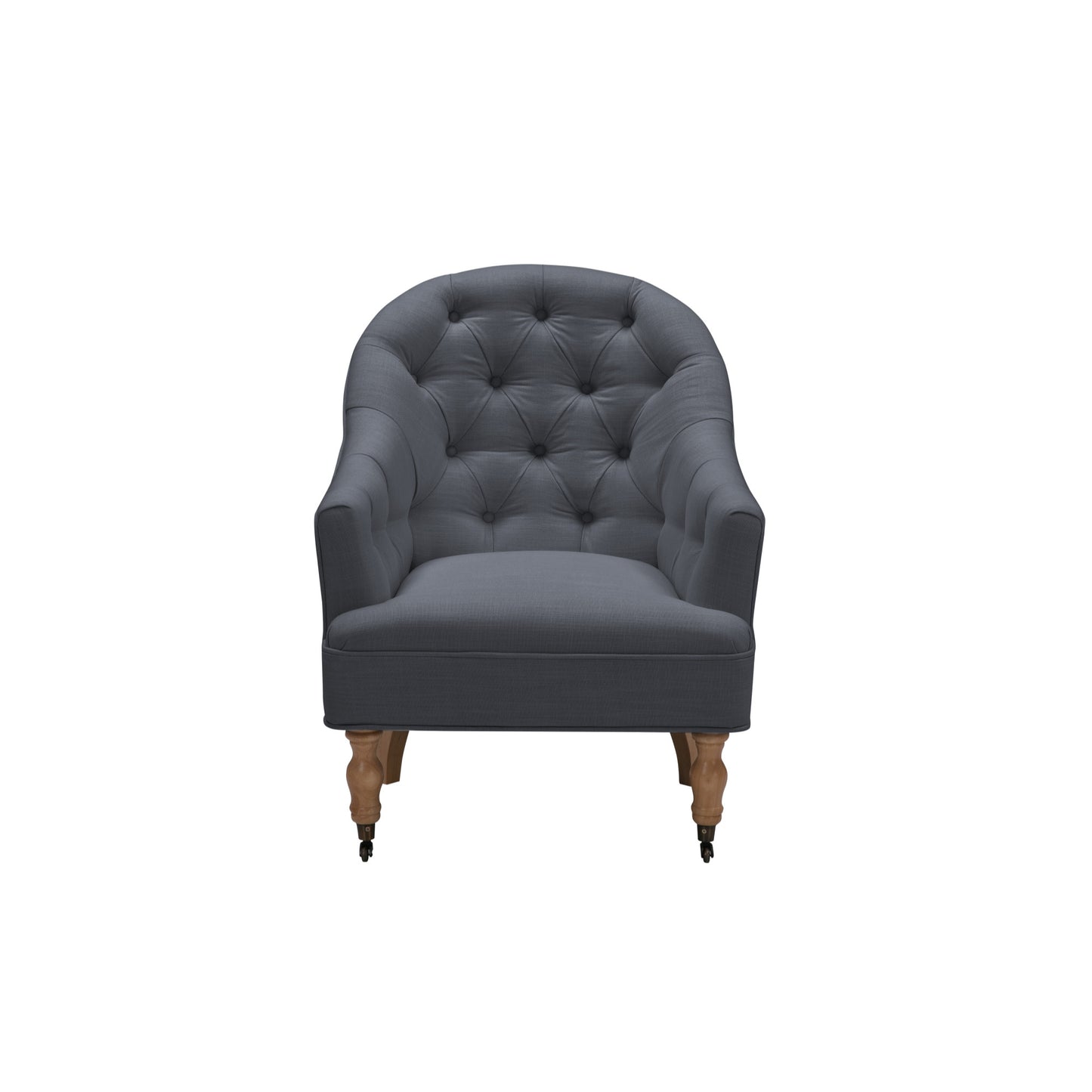 31" Dark Gray And Brown Linen Tufted Arm Chair