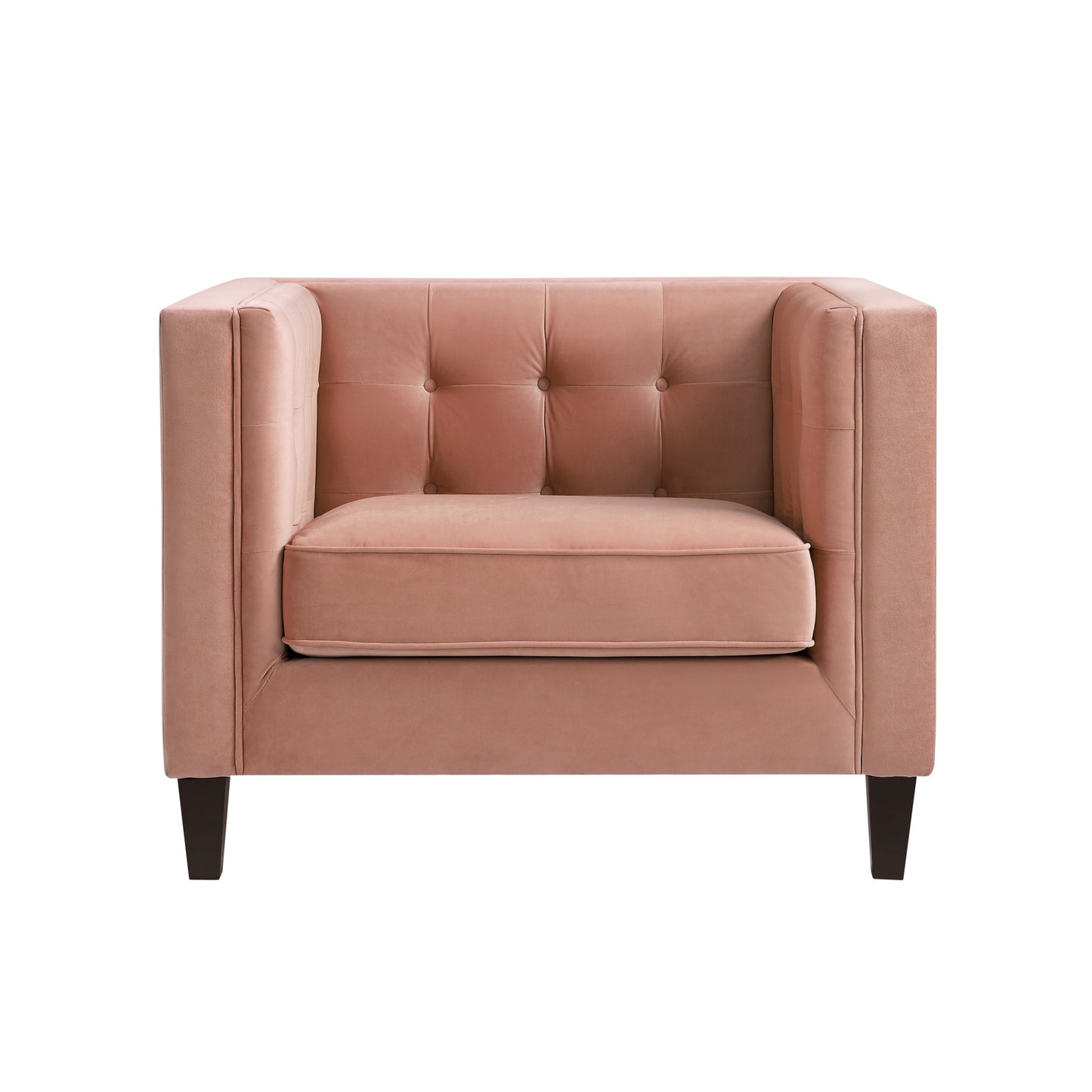 34" Blush And Black Velvet Tufted Club Chair