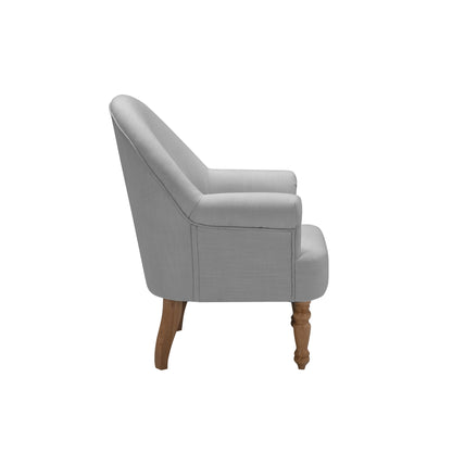 33" Gray And Brown Linen Arm Chair