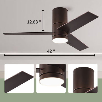 42" Dark Brown Propeller Three Blade Dimmable Remote Control Integrated Light Ceiling Fan